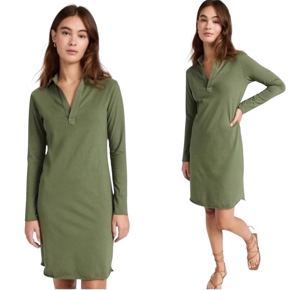Frank & Eileen - NWOT Polo Collar Long Sleeve Cotton Dress Army Green Sz XS